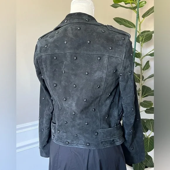 All Saints x Balfern Star Studded Suede Biker Jacket sz US 4 NWT 559$ - Picture 8 of 14